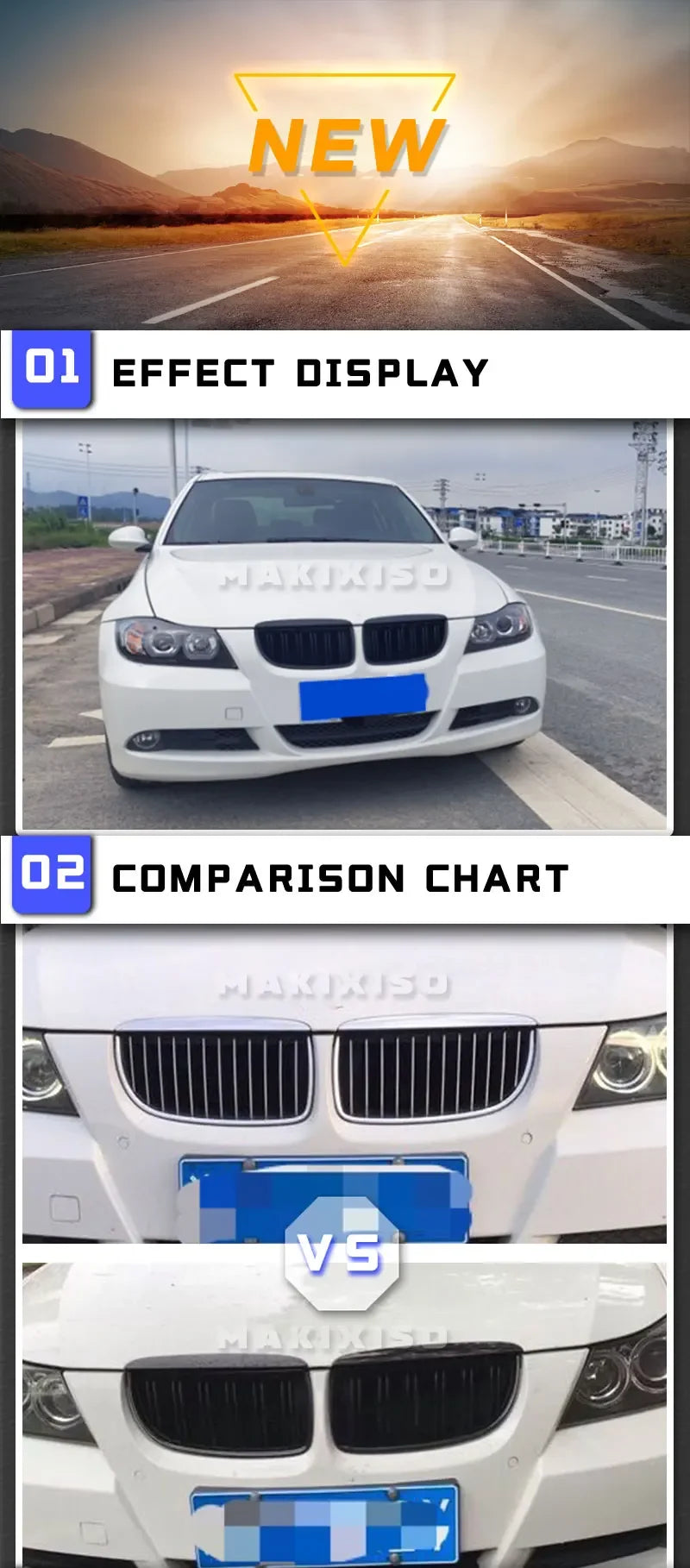 Car Front Bumper Grille Black Grille Abs Fit For Bmw 3 Series E90 E91 2005 2006 2007 2008
