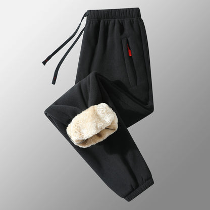 M-8XL  Plus Size Men's Winter Warm Pants with 2 Zip Pockets Thickened Fleece Jogger Pants Snow Cold Thermal Sweatpants