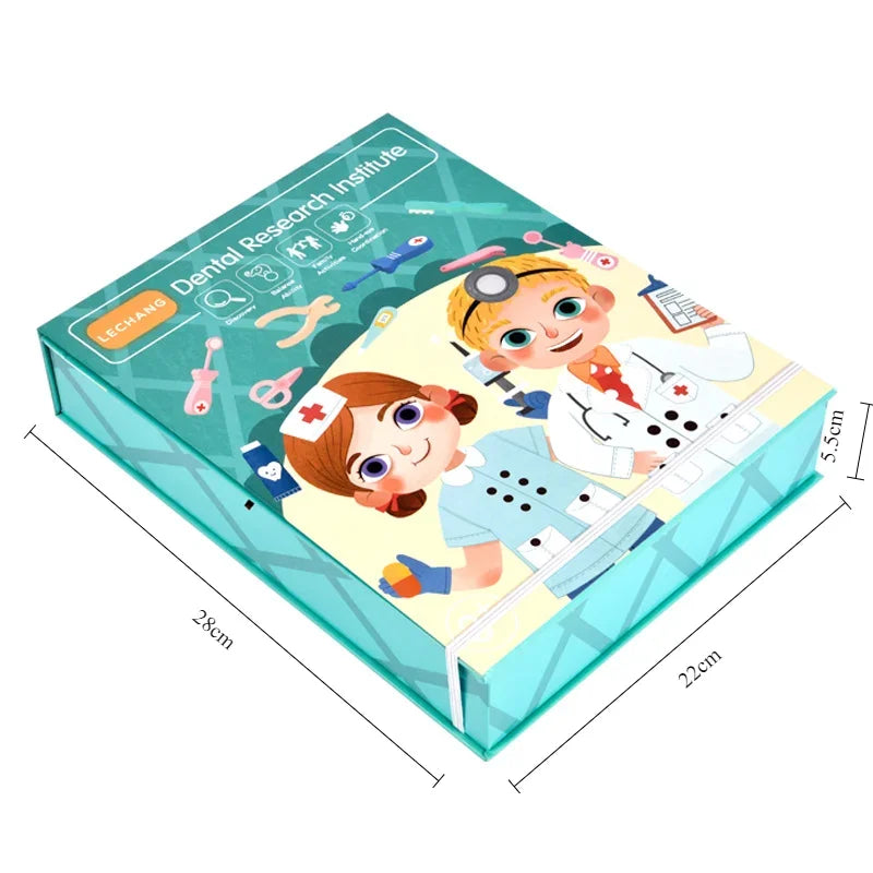 Wooden Pretend Play Dentist Educational Toys for Children Simulation Doctor Check Brush Teeth Medicine Set Role Playing Games