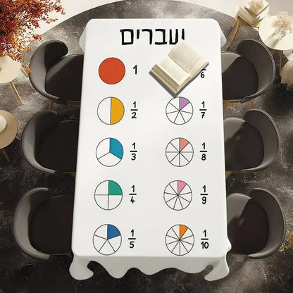 Alphabet Nordic Hebrew Letters Kids Table Cloth Picnic Terrace Restaurant Holiday Party Washable Stain-Proof Polyester