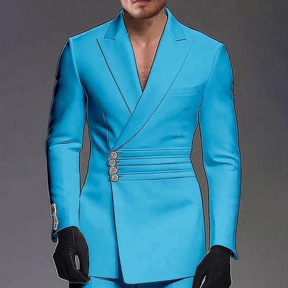 Wedding-ready Slim-fit Men Suit 2 Pieces(Jacket+Pants) Groom Suit Single-breasted Peak-lapel Formal Set for Elegance Custom
