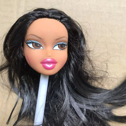 2001 Version Rare Face Doll Heads Classic Bratss White Brown Skin Colorful Hair Girl Boy Doll Parts for Collectors