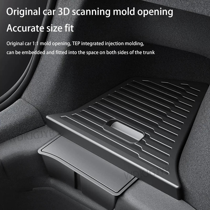 For Tesla Model Y Juniper 2025 Trunk Organizer Side Storage Box Boot Organizer TPE Storage Bin Anti-dirty Car Travel Accessories