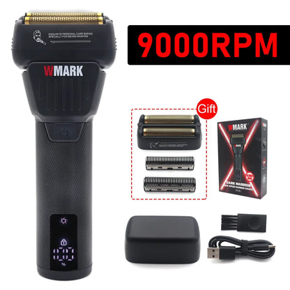 WMARK Shaver Professional Titanium Foil Rechargeable IPx6 Beard Trimmer 9000RPM Aluminum Housing Shaving Machine for Men NG-7982