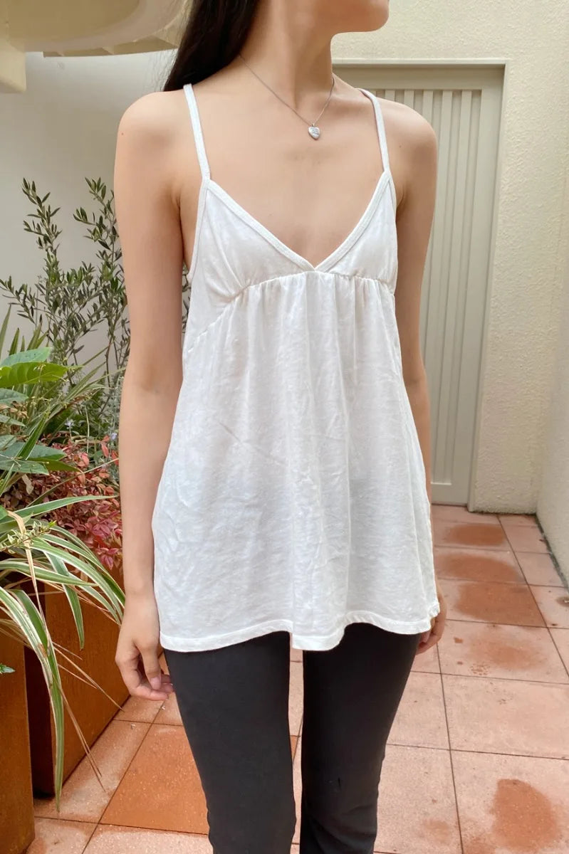 Brandy Melville Pure Cotton Three-Button Base Layer Vest Sweet Style V-Neck Sleeveless Tank Top for Women Spring Summer