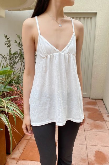Brandy Melville Pure Cotton Three-Button Base Layer Vest Sweet Style V-Neck Sleeveless Tank Top for Women Spring Summer