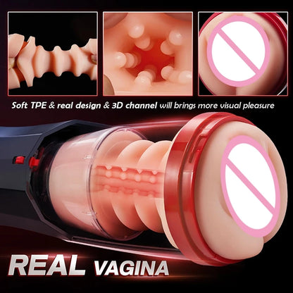 Fully Automatic Retractable Male Masturbator Pocket Pussy Vaginal Anal Vibrator Aircraft Cup Adult Sex Toys For Men