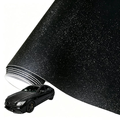 Matte Frosted Sanding Glitter Black PVC Vinyl Wrap Film Car Motorcycle Internal DIY Decal Sticker With Air Release Self Adhesive
