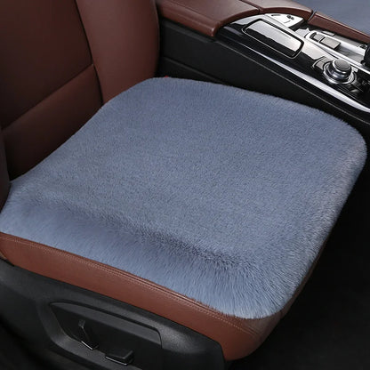 Car Seat Cover Cushion Winter Warm Plush Fluffy Car Seat Front Rear Wool Fur Capes Cushion Set Cotton Pad Car Interior