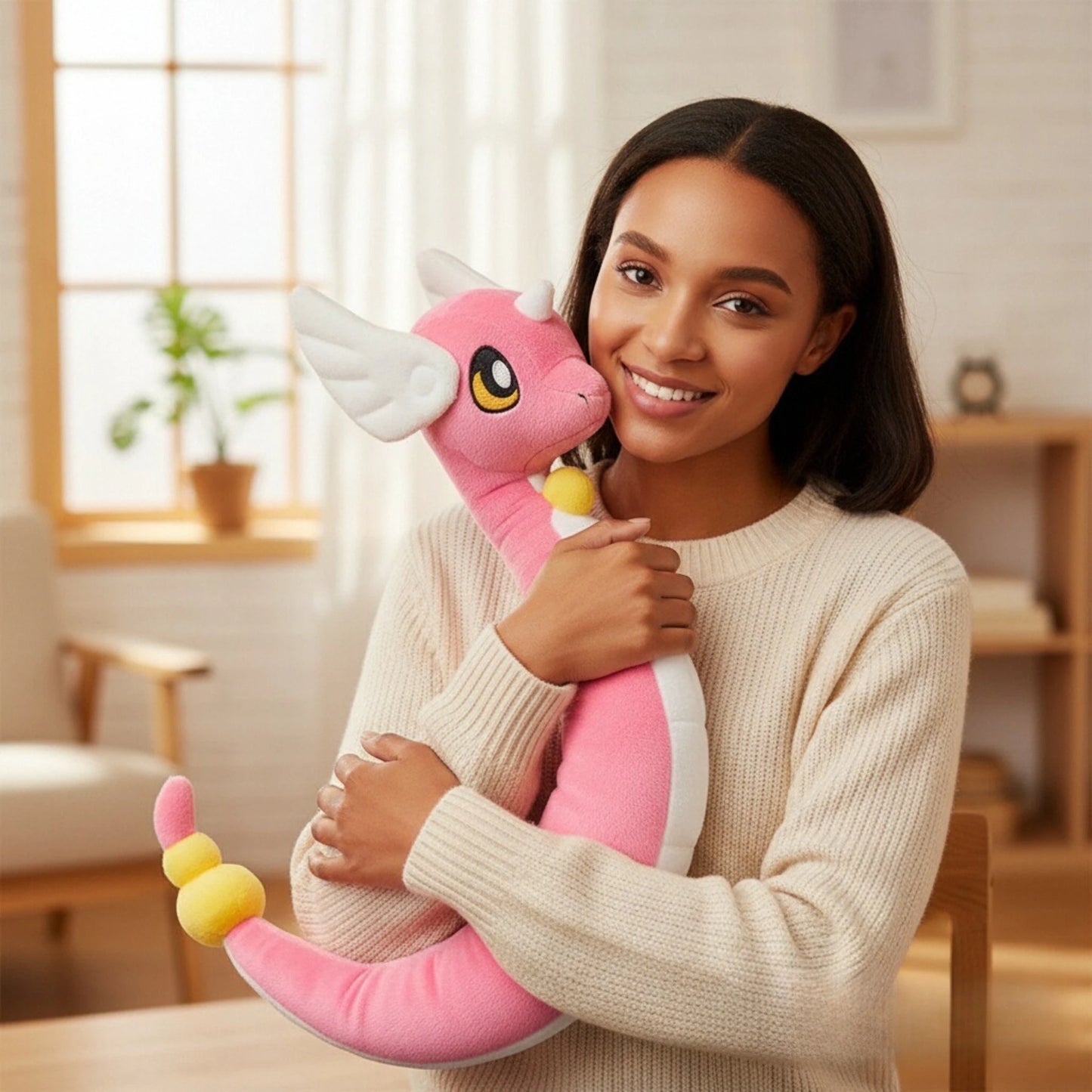 20-68cm Kawaii Anime Original Flash Dragonite Mini Dragon Dragonair Cartoon Soft Plush Doll Throw Pillow Child Birthday Gift
