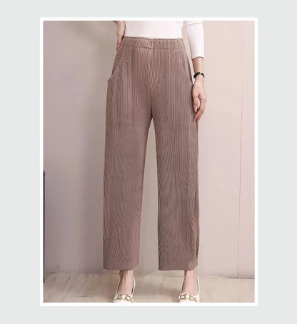 Miyake Pleated Fall Women Pants New High-waisted Thin Casual Pants Temperament Fashion Versatile Office Commuting Women's Pants