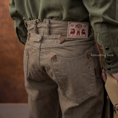 Red Tornado NOIR Kakishibu Dyed Jeans Loose Straight Heavy Selvedge Denim Pants Buckle Tooling Trousers 634