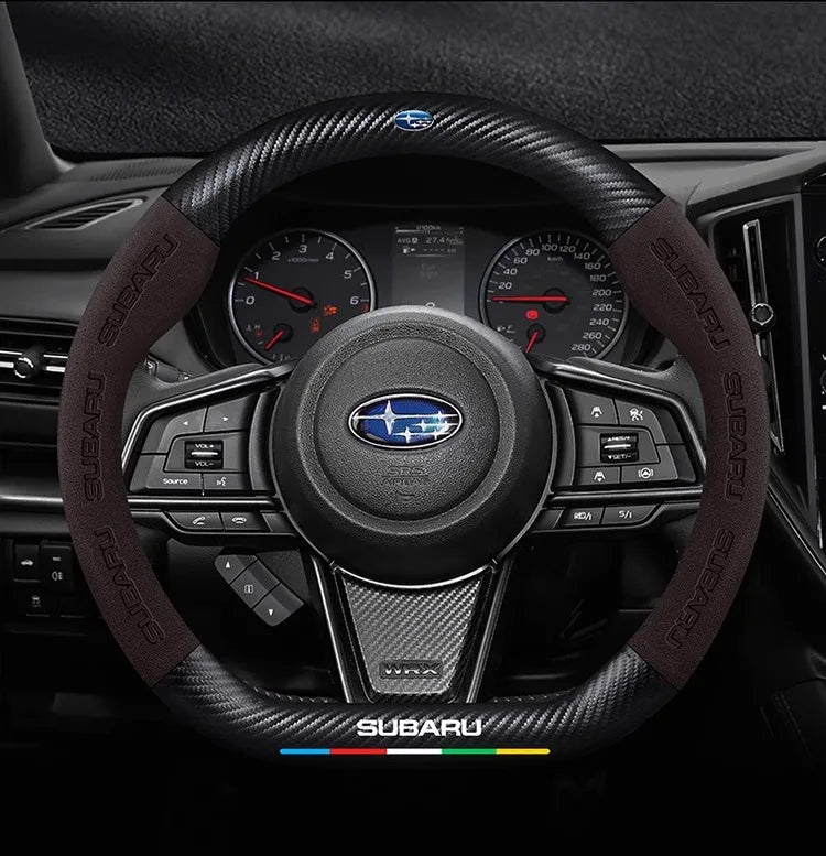 For Subaru STI Brz Wrx Xv Ascent Forester Outback Impreza Legacy Car Suede Carbon fiber Anti-slip Ventilate Steering Wheel Cover
