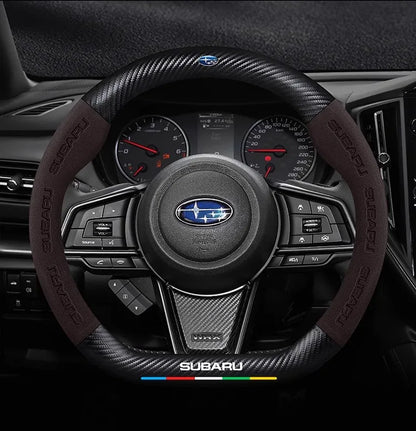 For Subaru STI Brz Wrx Xv Ascent Forester Outback Impreza Legacy Car Suede Carbon fiber Anti-slip Ventilate Steering Wheel Cover