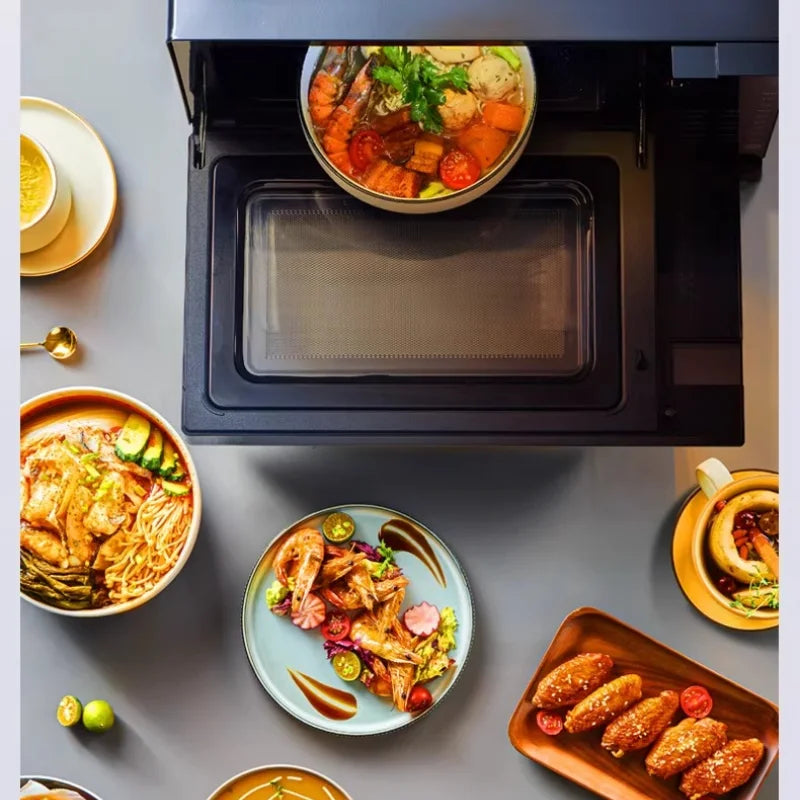 Midea M3-208E Inverter Microwave Oven, 20L Drop - Down Door Flat Plate Light Wave Grill Combo for Home