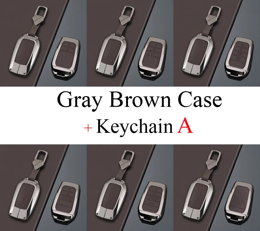 Zinc Alloy + PU Leather Car Key Case Cover For 2019-2025 Land Cruiser Highlander Camry Sienna Venza Hilux Fortuner Corolla Prius