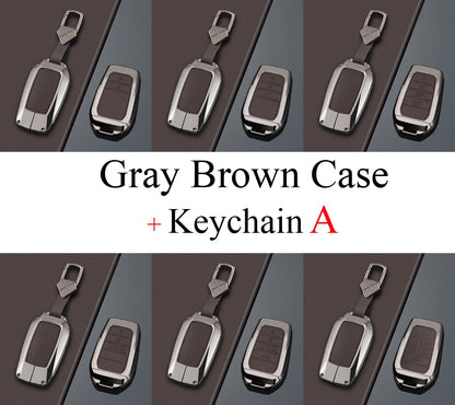 Zinc Alloy + PU Leather Car Key Case Cover For 2019-2025 Land Cruiser Highlander Camry Sienna Venza Hilux Fortuner Corolla Prius