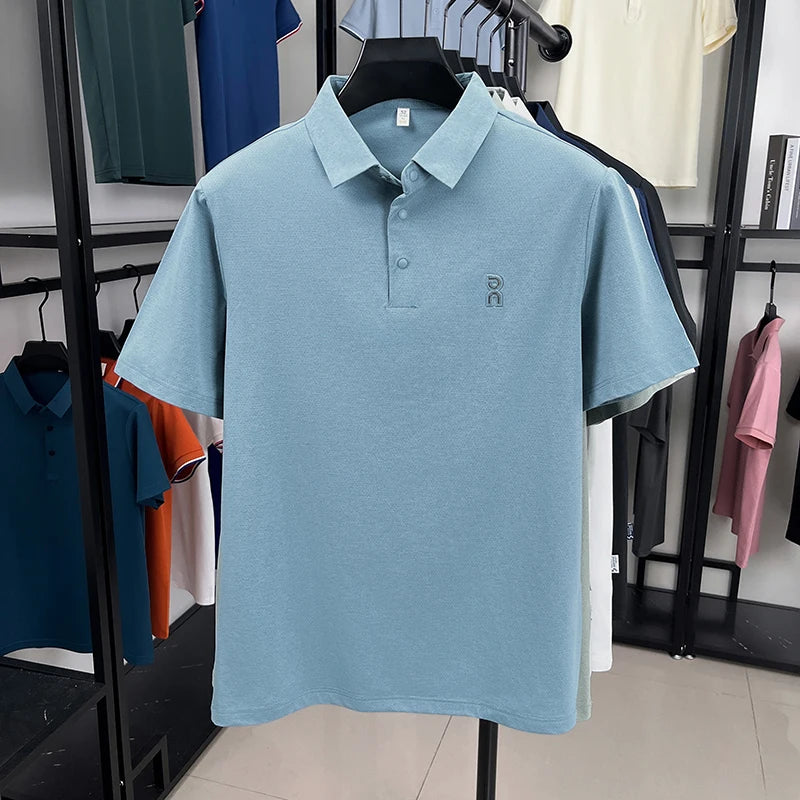 New Men's Short Sleeved Printed Polo Shirt Summer Luxury Brand Fashion Business Cool Anti Wrinkle Lapel T-shirt Top Men's Wear
