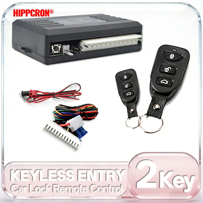 HIPPCRON 12V Car Auto Remote Central Kit Door Locking And Unlock Universal Vehicle Keyless Entry System with 2 Remote Control