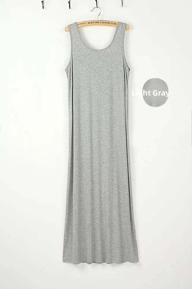 Spring Summer 2026 Women's Modal Long Sleeveless Dress Beachwear Base Layer Vest Skirt Large Size Korean Style Commute