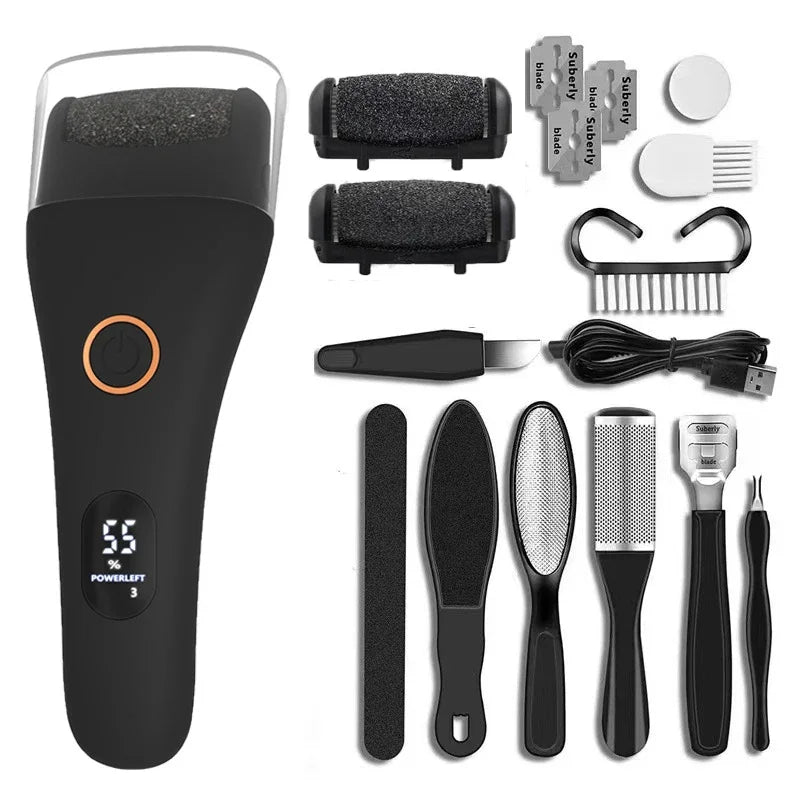 NEW Electric Callus Remover Professional Foot Polisher Pedicure Machine Tools Rechargeable 3 Speed Heel Scrubber 3 Grinder Heads