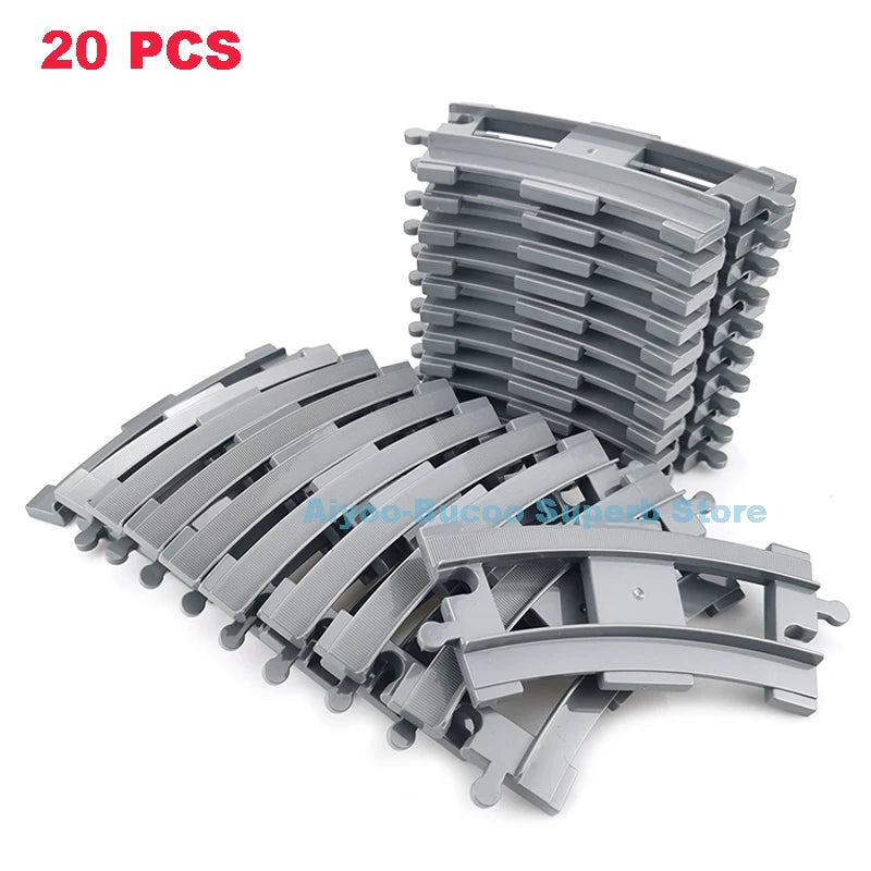 Big Size Building Blocks Train Railway Transport Set Track Parts Electric Locomotive DIY Assemble Interaction Toys For Children