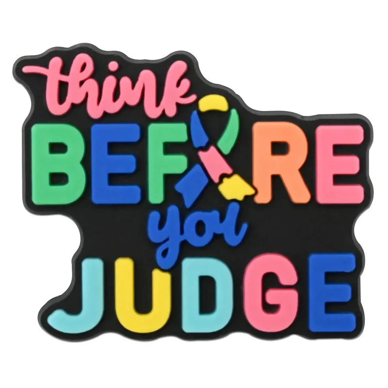 1-16Pcs Be Kind Autism Awareness Love Patience Understanding Pvc Garden Shoe Charms Buckle Kid Cartoon Accessories DIY Backpack