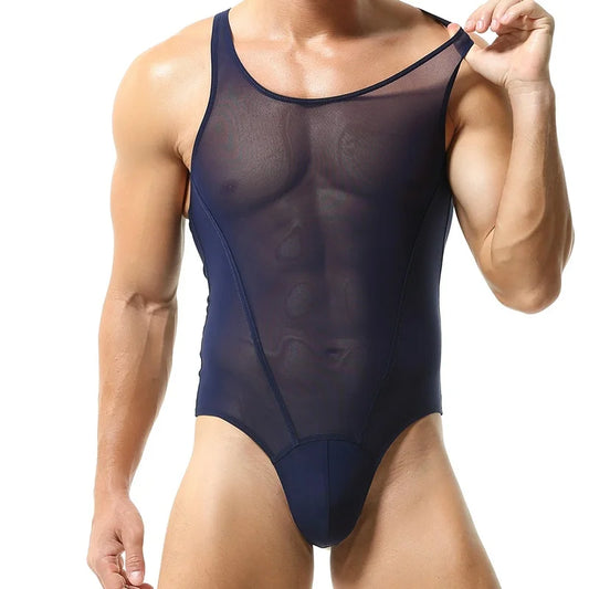 Men's Bodysuit Tight and Fun Bodysuit Underwear Ultrathin, Slim, Translucent, Sexy, High Elastic, European and American Style