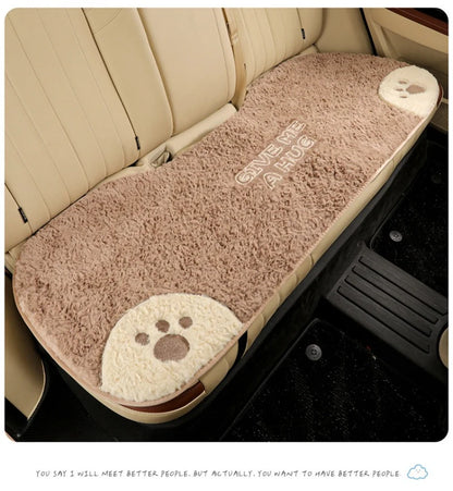Cartoon 3D Bear Universal Car Seat Cushion Covers Plush Backrest for Autumn Winter Warm Cute Designed Seat Accessories