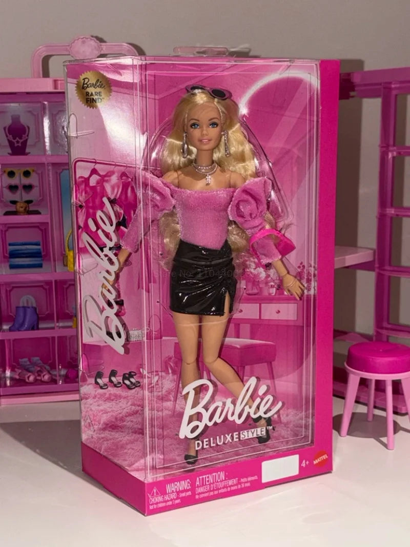 2026 New Arrival Genuine Barbie Signature Deluxe Fashion Series Pink & Black Lace Collectible Doll Toy Gifts