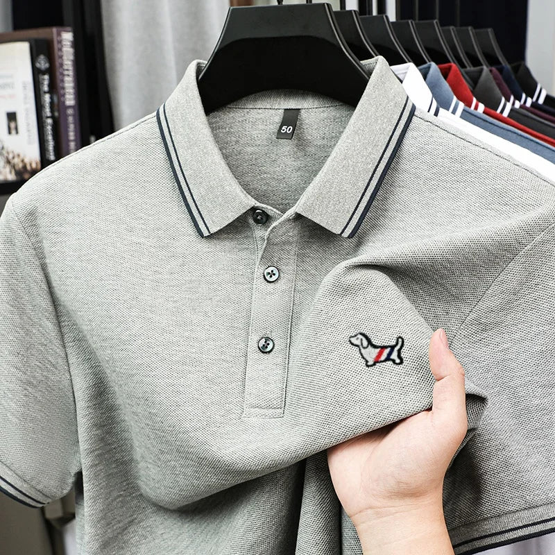 100% Pure Cotton Men's Polo T-Shirt New Style Summer Cozy Skin-Friendly Luxury High-End Commuting Short Sleeve Custom Embroidery