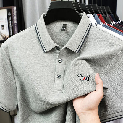100% Pure Cotton Men's Polo T-Shirt New Style Summer Cozy Skin-Friendly Luxury High-End Commuting Short Sleeve Custom Embroidery