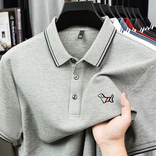 100% Pure Cotton Men's Polo T-Shirt New Style Summer Cozy Skin-Friendly Luxury High-End Commuting Short Sleeve Custom Embroidery