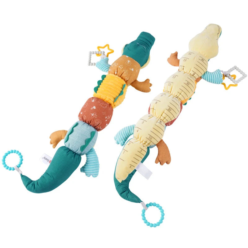 Plush Crocodile Baby Rattle Toy - Stuffed Soft Animal Sensory Infant Educational Interactive Activity Toy