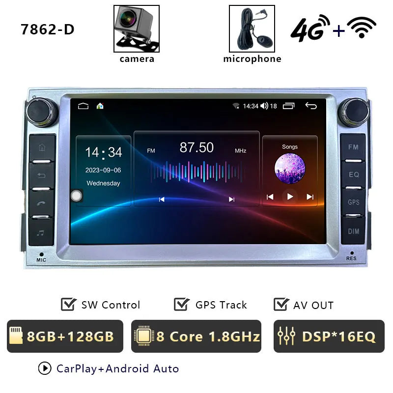 CHSTEK Android 13 Car Radio For Hyundai Santa Fe 2007 2008-2012 Head Unit Carplay Bluetooth WIFI 4G GPS Multimedia Vedio Player
