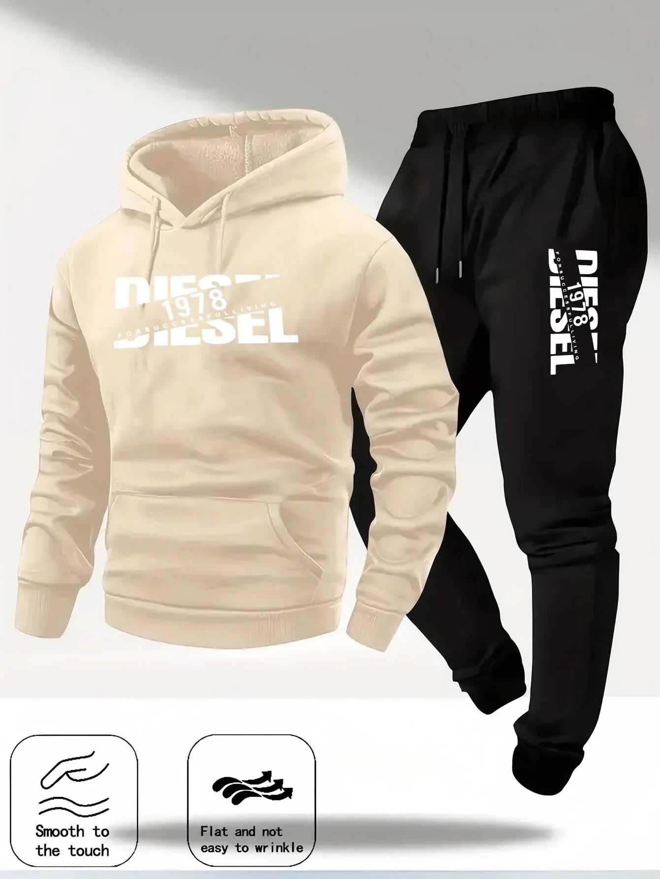Men's hooded pullover sports fashion gift set, with hood, suitable for autumn and winter casual sweaters and pants