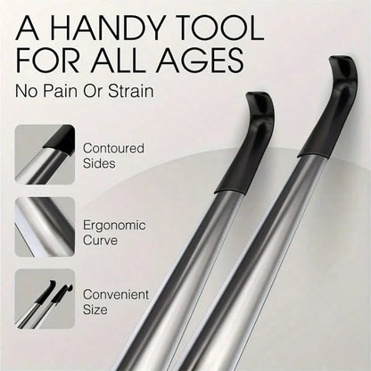 Long Handle Shoe Horn Set of 2, 13 & 16 Inch, High Quality Metal with Ergonomic Handle, Makes Putting on Shoes Effortless