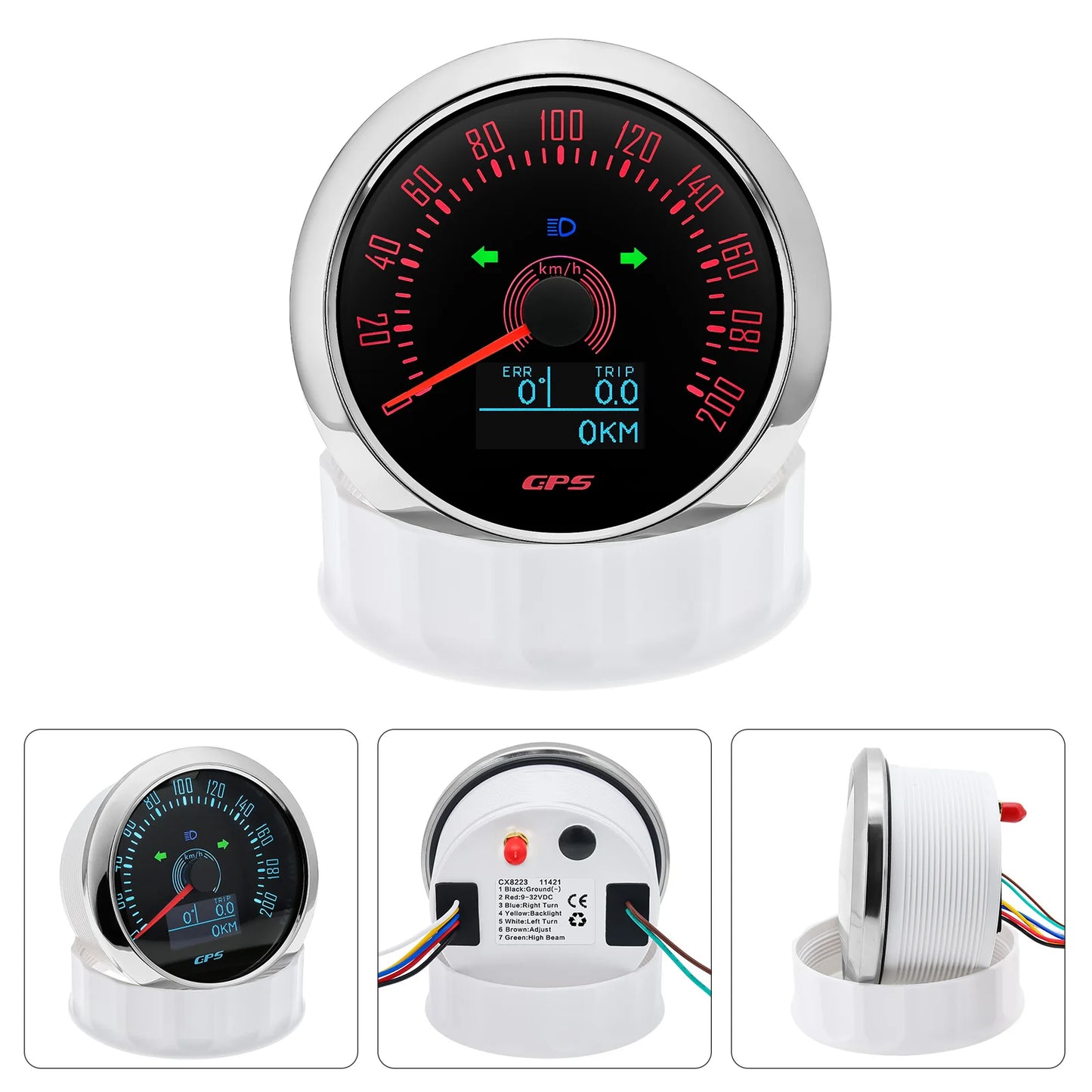 85MM GPS Speedometer 0-160MPH 0-200KMH With GPS Antenna 7 Colors Backlight Digital LED Odometer Gauge for 12V24V Car Boat Marine