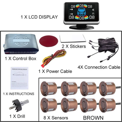 Electromagnetic Parking Sensor LED Monitor 8 Sensor Front Parktronic System Motion Detection Backlight