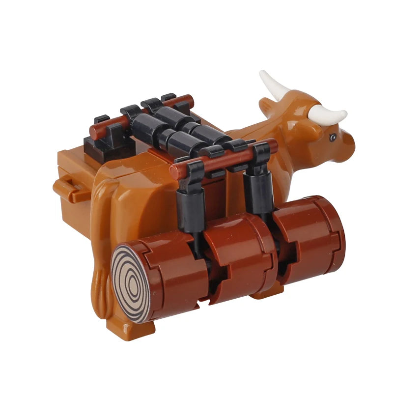 MOC Medieval Military Carriage Carriage Chariot Knight Transport Carriage Weapons Figures Vegetable Wood Bricks Children's Toys