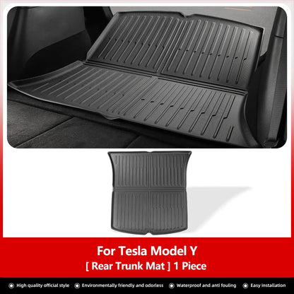 LUCKEASY For Tesla Model Y Rear Seat Backrest Protective Pad Trunk Mat Anti-Kick Pad Car Interior Accessories 2021-2024