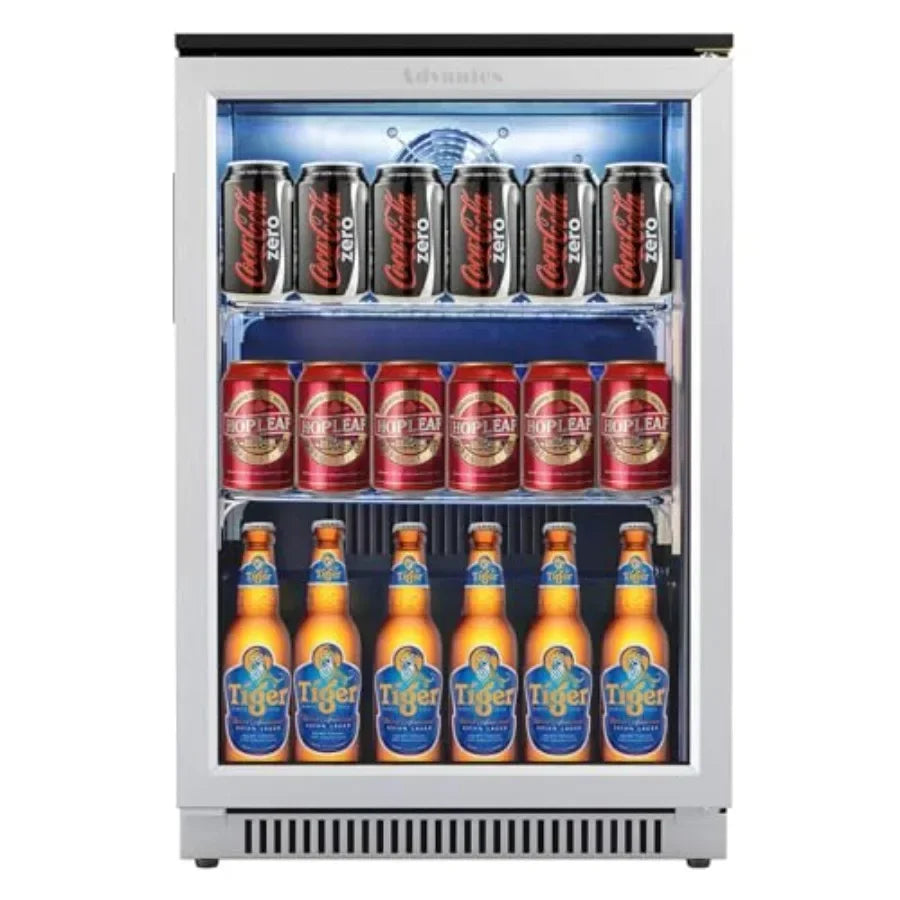 20IN Beverage Refrigerator with Glass Door for Soda Beer Drink Cooler, Stainless Steel, Black, Energy-Efficient Built-in Under