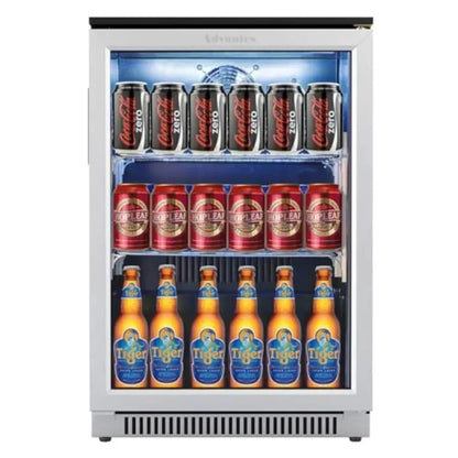 20IN Beverage Refrigerator with Glass Door for Soda Beer Drink Cooler, Stainless Steel, Black, Energy-Efficient Built-in Under