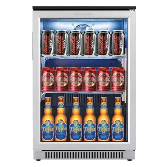 20IN Beverage Refrigerator with Glass Door for Soda Beer Drink Cooler, Stainless Steel, Black, Energy-Efficient Built-in Under