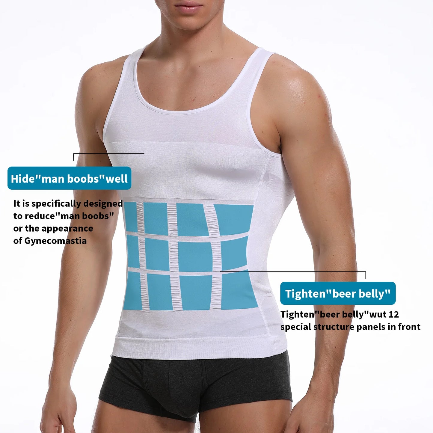 Men's Slimming Body Shapewear Corset Vest Shirt Compression Abdomen Tummy Belly Control Slim Waist Cincher Underwear Sports Vest