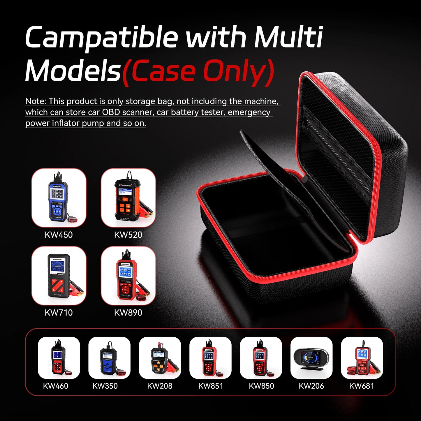 2026 KONNWEI Car Tool Storage Box Handheld OBD Scanner Lightweight Battery Tester Large Capacity Storage Foldable Organiser Box