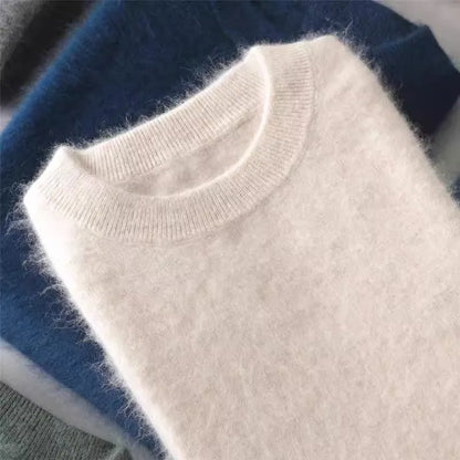 Men's 100% pure Mink Cashmere Sweater O-Neck Pullovers Knit Large Size Mink Sweater Winter New Tops Long Sleeve High-End Jumpers