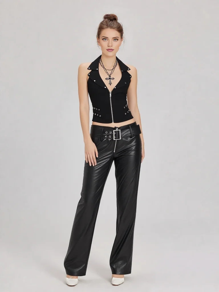 Street Y2K Fashionable Gothic Diamond Nail Print Contrasting Slim Spicy Girl Vest Harajuku Aesthetics Versatile Classic Tank Top