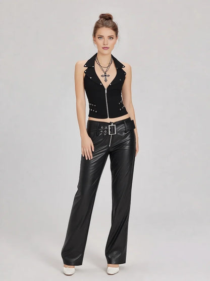Street Y2K Fashionable Gothic Diamond Nail Print Contrasting Slim Spicy Girl Vest Harajuku Aesthetics Versatile Classic Tank Top