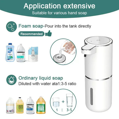 2025 Automatic Soap Dispenser Touchless Foaming Soap Dispenser 380ml USB Rechargeable Electric 4 Level Adjustable